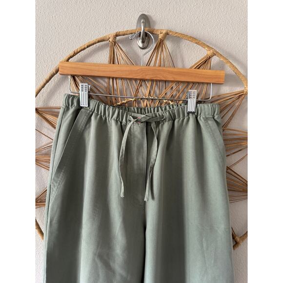 Marsh Landing High Waist Green Drawstring Comfy Cropped Pants w/ Pockets SMALL - Picture 3 of 7